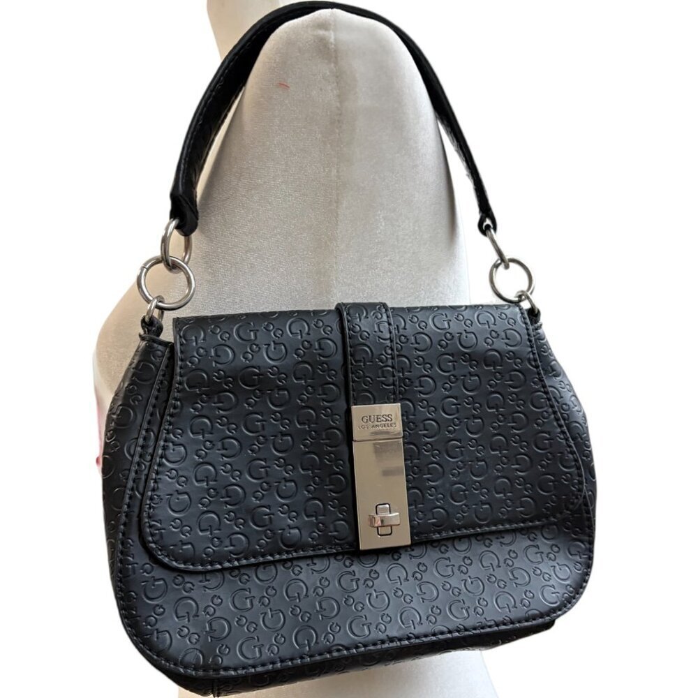vintage y2k guess black baguette shoulder bag